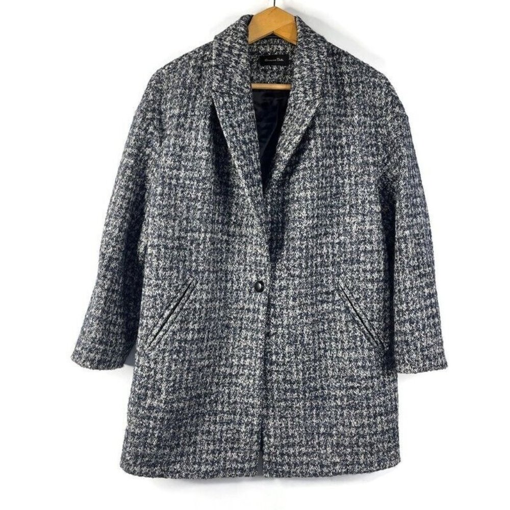 Massimo Dutti Black & White Tweed Coat
